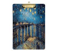 ATTX Van Gogh Starry Night Over The Rhone Clipboard | Clipboard with Low Profile Gold Clip | Decorative Clipboard for School, Office, Nurse, Art, Business,9 x 12.5 Inches
