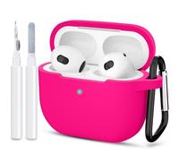 ATUAT Compatible with AirPods 3 Case, Protective Silicone Cover for AirPods 3rd Generation Case 2021, Wireless Charging - Hot Pink