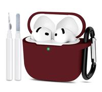 ATUAT Compatible with AirPods 4 Case Cover, Protective Silicone Skin Accessories with Keychain for Women Men for Apple AirPods 4th Generation Case(2024), Front LED Visible, Burgundy