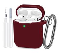 ATUAT Compatible with AirPods Case Cover, Full Protective Silicone Skin Dust-Proof Designed for Apple AirPods 1st 2nd Generation with Keychain, Front LED Visible, Burgundy