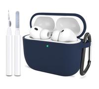 ATUAT Compatible with AirPods Pro 3 Case, Protective Soft Silicone Cover with Keychain Cleaning Kit for Women Men for Apple AirPods Pro 3rd Generation(2025), Front LED Visible, Midnight Blue