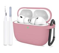 ATUAT Compatible with AirPods Pro 3 Case, Protective Soft Silicone Cover with Keychain Cleaning Kit for Women Men for Apple AirPods Pro 3rd Generation(2025), Front LED Visible, Bean Pink