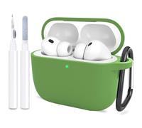 ATUAT Compatible with AirPods Pro 3 Case, Protective Soft Silicone Cover with Keychain Cleaning Kit for Women Men for Apple AirPods Pro 3rd Generation(2025), Front LED Visible, Olive Green