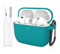 ATUAT Compatible with AirPods Pro 3 Case, Protective Soft Silicone Cover with Keychain Cleaning Kit for Women Men for Apple AirPods Pro 3rd Generation(2025), Front LED Visible, Teal