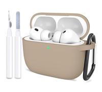 ATUAT Compatible with AirPods Pro 3 Case, Protective Soft Silicone Cover with Keychain Cleaning Kit for Women Men for Apple AirPods Pro 3rd Generation(2025), Front LED Visible, Tan