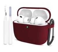 ATUAT Compatible with AirPods Pro 3 Case, Protective Soft Silicone Cover with Keychain Cleaning Kit for Women Men for Apple AirPods Pro 3rd Generation(2025), Front LED Visible, Burgundy