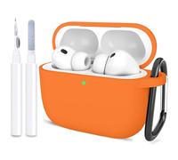 ATUAT Compatible with AirPods Pro 3 Case, Protective Soft Silicone Cover with Keychain Cleaning Kit for Women Men for Apple AirPods Pro 3rd Generation(2025), Front LED Visible, Orange