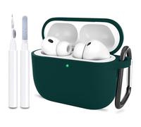 ATUAT Compatible with AirPods Pro 3 Case, Protective Soft Silicone Cover with Keychain Cleaning Kit for Women Men for Apple AirPods Pro 3rd Generation(2025), Front LED Visible, Dark Green