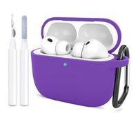 ATUAT Compatible with AirPods Pro 3 Case, Protective Soft Silicone Cover with Keychain Cleaning Kit for Women Men for Apple AirPods Pro 3rd Generation(2025), Front LED Visible, Purple