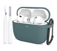 ATUAT Compatible with AirPods Pro 3 Case, Protective Soft Silicone Cover with Keychain Cleaning Kit for Women Men for Apple AirPods Pro 3rd Generation(2025), Front LED Visible, Grey Blue