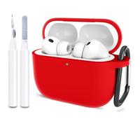 ATUAT Compatible with AirPods Pro 3 Case, Protective Soft Silicone Cover with Keychain Cleaning Kit for Women Men for Apple AirPods Pro 3rd Generation(2025), Front LED Visible, Red