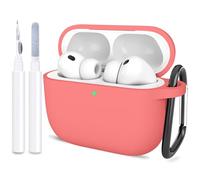 ATUAT Compatible with AirPods Pro 3 Case, Protective Soft Silicone Cover with Keychain Cleaning Kit for Women Men for Apple AirPods Pro 3rd Generation(2025), Front LED Visible, Coral