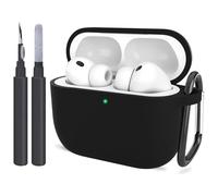 ATUAT Compatible with AirPods Pro 3 Case, Protective Soft Silicone Cover with Keychain Cleaning Kit for Women Men for Apple AirPods Pro 3rd Generation(2025), Front LED Visible, Black