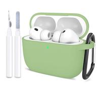 ATUAT Compatible with AirPods Pro 3 Case, Protective Soft Silicone Cover with Keychain Cleaning Kit for Women Men for Apple AirPods Pro 3rd Generation(2025), Front LED Visible, Matcha