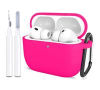 ATUAT Compatible with AirPods Pro 3 Case, Protective Soft Silicone Cover with Keychain Cleaning Kit for Women Men for Apple AirPods Pro 3rd Generation(2025), Front LED Visible, Hot Pink