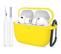 ATUAT Compatible with AirPods Pro 3 Case, Protective Soft Silicone Cover with Keychain Cleaning Kit for Women Men for Apple AirPods Pro 3rd Generation(2025), Front LED Visible, Yellow