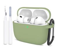 ATUAT Compatible with AirPods Pro 3 Case, Protective Soft Silicone Cover with Keychain Cleaning Kit for Women Men for Apple AirPods Pro 3rd Generation(2025), Front LED Visible, Army Green