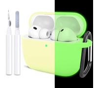ATUAT Compatible with AirPods Pro 3 Case, Protective Soft Silicone Cover with Keychain Cleaning Kit for Women Men for Apple AirPods Pro 3rd Generation(2025), Front LED Visible, Fluorescent Green