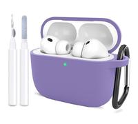 ATUAT Compatible with AirPods Pro 3 Case, Protective Soft Silicone Cover with Keychain Cleaning Kit for Women Men for Apple AirPods Pro 3rd Generation(2025), Front LED Visible, Lavender