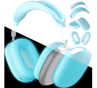 ATUAT for AirPods Max Headphones Case, Protective Silicone Case Cover Skin Accessories Anti-Scratch for Women Men for Apple AirPods Max 2024/2020 (USB-C/Lightning), Fluorescent Blue