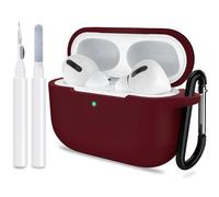ATUAT for AirPods Pro 1st/2nd Generation Case Cover, Protective Silicone Skin Accessories with Keychain for Women Men for Apple AirPods Pro 2019/2022 Charging Case,Front LED Visible-Burgundy
