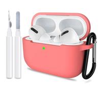 ATUAT for AirPods Pro 1st/2nd Generation Case Cover, Protective Silicone Skin Accessories with Keychain for Women Men for Apple AirPods Pro 2019/2022 Charging Case,Front LED Visible-Coral