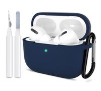 ATUAT for AirPods Pro 2nd Generation Case Cover, Protective Silicone Skin Accessories with Keychain for Women Men for Apple AirPods Pro Gen 2(2022), Front LED Visible-Midnight Blue