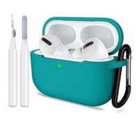 ATUAT for AirPods Pro 2nd Generation Case Cover, Protective Silicone Skin Accessories with Keychain for Women Men for Apple AirPods Pro Gen 2(2022), Front LED Visible-Teal