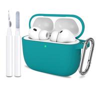 ATUAT for AirPods Pro 3 Case Cover with Cleaner, Protective Soft Silicone Skin with Keychain for Women Men for Apple AirPods Pro 3rd Generation Case(2025), Front LED Visible, Teal