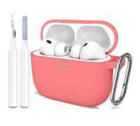 ATUAT for AirPods Pro 3 Case Cover with Cleaner, Protective Soft Silicone Skin with Keychain for Women Men for Apple AirPods Pro 3rd Generation Case(2025), Front LED Visible, Coral