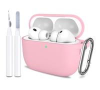 ATUAT for AirPods Pro 3 Case Cover with Cleaner, Protective Soft Silicone Skin with Keychain for Women Men for Apple AirPods Pro 3rd Generation Case(2025), Front LED Visible, Light Pink