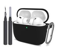 ATUAT for AirPods Pro 3 Case Cover with Cleaner, Protective Soft Silicone Skin with Keychain for Women Men for Apple AirPods Pro 3rd Generation Case(2025), Front LED Visible, Black