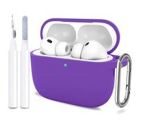 ATUAT for AirPods Pro 3 Case Cover with Cleaner, Protective Soft Silicone Skin with Keychain for Women Men for Apple AirPods Pro 3rd Generation Case(2025), Front LED Visible, Purple