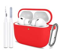 ATUAT for AirPods Pro 3 Case Cover with Cleaner, Protective Soft Silicone Skin with Keychain for Women Men for Apple AirPods Pro 3rd Generation Case(2025), Front LED Visible, Red