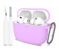 ATUAT for AirPods Pro 3 Case Cover with Cleaner, Protective Soft Silicone Skin with Keychain for Women Men for Apple AirPods Pro 3rd Generation Case(2025), Front LED Visible, Light Purple