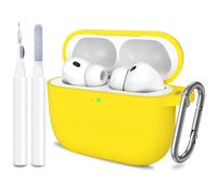 ATUAT for AirPods Pro 3 Case Cover with Cleaner, Protective Soft Silicone Skin with Keychain for Women Men for Apple AirPods Pro 3rd Generation Case(2025), Front LED Visible, Yellow