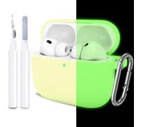 ATUAT for AirPods Pro 3 Case Cover with Cleaner, Protective Soft Silicone Skin with Keychain for Women Men for Apple AirPods Pro 3rd Generation Case(2025), Front LED Visible, Fluorescent Green