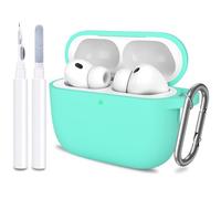 ATUAT for AirPods Pro 3 Case Cover with Cleaner, Protective Soft Silicone Skin with Keychain for Women Men for Apple AirPods Pro 3rd Generation Case(2025), Front LED Visible, Mint Green