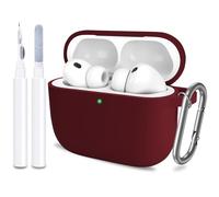 ATUAT for AirPods Pro 3 Case Cover with Cleaner, Protective Soft Silicone Skin with Keychain for Women Men for Apple AirPods Pro 3rd Generation Case(2025), Front LED Visible, Burgundy