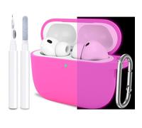 ATUAT for AirPods Pro 3 Case Cover with Cleaner, Protective Soft Silicone Skin with Keychain for Women Men for Apple AirPods Pro 3rd Generation Case(2025), Front LED Visible, Fluorescent Pink