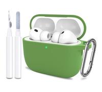 ATUAT for AirPods Pro 3 Case Cover with Cleaner, Protective Soft Silicone Skin with Keychain for Women Men for Apple AirPods Pro 3rd Generation Case(2025), Front LED Visible, Olive Green