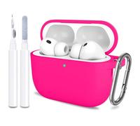 ATUAT for AirPods Pro 3 Case Cover with Cleaner, Protective Soft Silicone Skin with Keychain for Women Men for Apple AirPods Pro 3rd Generation Case(2025), Front LED Visible, Hot Pink