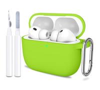 ATUAT for AirPods Pro 3 Case Cover with Cleaner, Protective Soft Silicone Skin with Keychain for Women Men for Apple AirPods Pro 3rd Generation Case(2025), Front LED Visible, Light Green