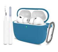 ATUAT for AirPods Pro 3 Case Cover with Cleaner, Protective Soft Silicone Skin with Keychain for Women Men for Apple AirPods Pro 3rd Generation Case(2025), Front LED Visible, Sea Blue