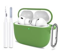 ATUAT for AirPods Pro 3 Case Cover with Cleaner, Protective Soft Silicone Skin with Keychain for Women Men for Apple AirPods Pro 3rd Generation Case(2025), Front LED Visible, Olive Green