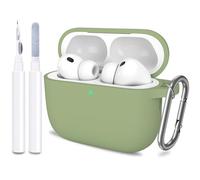 ATUAT for AirPods Pro 3 Case Cover with Cleaner, Protective Soft Silicone Skin with Keychain for Women Men for Apple AirPods Pro 3rd Generation Case(2025), Front LED Visible, Army Green