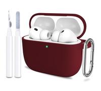 ATUAT for AirPods Pro 3 Case Cover with Cleaner, Protective Soft Silicone Skin with Keychain for Women Men for Apple AirPods Pro 3rd Generation Case(2025), Front LED Visible, Burgundy