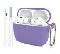 ATUAT for AirPods Pro 3 Case Cover with Cleaner, Protective Soft Silicone Skin with Keychain for Women Men for Apple AirPods Pro 3rd Generation Case(2025), Front LED Visible, Lavender