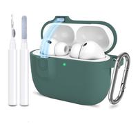 ATUAT for AirPods Pro 3 Case with Magnetic Lid Lock, Protective Soft Silicone Cover with Keychain Cleaner Kit for Women Men for Apple AirPods Pro 3rd Generation(2025), Front LED Visible, Pine Green