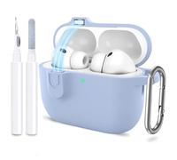 ATUAT for AirPods Pro 3 Case with Magnetic Lid Lock, Protective Soft Silicone Cover with Keychain Cleaner Kit for Women Men for Apple AirPods Pro 3rd Generation(2025), Front LED Visible, Light Blue